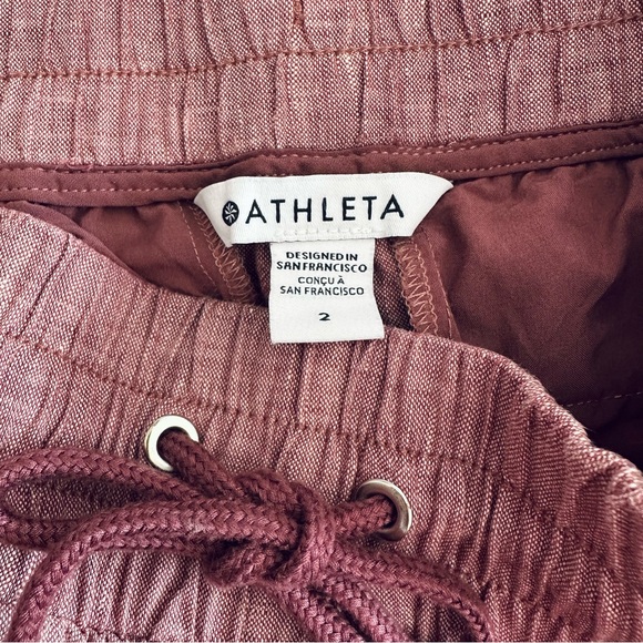 Athleta Cabo 100% Linen Wide Leg Pants Tawny Rose Pink Size 2 - Picture 6 of 14
